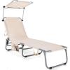imageGoplus Tanning Chair Foldable Beach Lounge Chair with 360Canopy Sun Shade Side Pocket 5Position Adjustable Outdoor Chaise Lounge Chair for Patio Pool Yard Lawn 2 BeigeBeige
