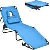 imageGoplus Tanning Chair Folding Beach Lounge Chair wFace Hole 350LBS Capacity Removable Pillow Carry Strap Adjustable Sunbathing Chair Patio Chaise Lounger for Outside Lawn Pool Adult 1 BeigeBlue