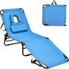 imageGoplus Tanning Chair Folding Beach Lounge Chair with Face Hole Removable Pillow 350LBS Capacity Carry Strap 5Position Adjustable Sunbathing Chair Portable Outside Lounge Chair for Patio PoolNavy