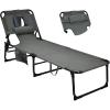 imageGoplus Tanning Chair Folding Beach Lounge Chair with Face ampampArm Hole 5Position AdjustableRemovable PillowSide Pocket Sunbathing Chair Portable Outdoor Lounge Chair for Patio Pool Lawn 1 BeigeGrey