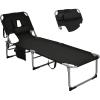 imageGoplus Tanning Chair Folding Beach Lounge Chair with Face ampampArm Hole 5Position AdjustableRemovable PillowSide Pocket Sunbathing Chair Portable Outdoor Lounge Chair for Patio Pool Lawn 1 BeigeBlack