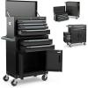 imageGoplus Tool Chest 6 Drawers Extra Large Rolling Too Storage Cabinet with 4 Universal Lockable Wheels Auto Lock Protective Liner 2in1 Heavy Duty Tool Box for Garage WorkshopBlack