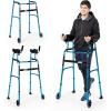 imageGoplus Walkers for Seniors Foldable Standard Walker with 5 Wheels and Removable Padded Armrests 440lbs Lightweight Walking Mobility Aid Folding Platform Walker for Elderly Handicap DisabledBlue  Black