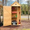 imageGoplus Wooden Storage Shed Outdoor Storage Cabinet with 4 Shelves and Pitched Galvanized Sheet Roof Lockable Garden Shed Outside Tool Shed for Patio Yard Lawn