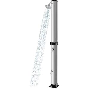 imageGoplus 10 Gallon Solar Heated Outdoor Shower 72 FT Freestanding Garden Pool Shower with Rotating Shower Head Temperature Adjustment ampamp Foot Shower for Outside Backyard Beach SilverSilver