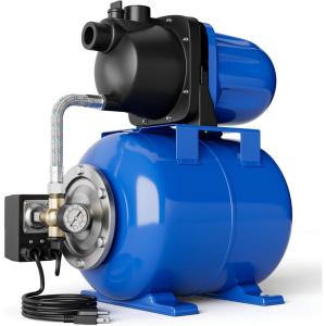 imageGoplus 16HP Shallow Well Pump with Pressure Tank 1000GPH5Gal Automatic Water Booster Jet Pump for Water Supply System Irrigation Water Pump for Home Garden ampamp Lawn 1200W BlueBlue