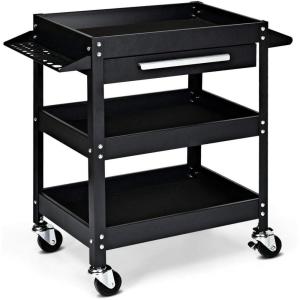 imageGoplus 3 Tier Rolling Tool Cart 330 LBS Capacity Heavy Duty Utility Cart Tool Organizer with Storage Drawer Industrial Commercial Service Tool Cart for Mechanics Garage Warehouse ampamp Repair ShopBlack