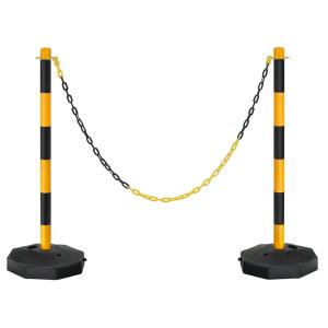 imageGoplus 4 Pack Delineator Post Cone with Fillable Base Traffic Cones Safety Cones for Parking Lot Construction Plastic Stanchion Chain Safety Barriers with 5Ft Link Chains White ampamp RedBlackYellow