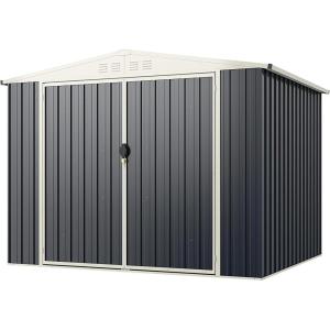 imageGoplus 68 x 38 FT Metal Storage Shed AllWeather Galvanized Utility House wLockable Door Easy SnapOn Sheds ampamp Outdoor Storage for Garden Back Yard Lawn ampamp Patio75 x 63 FT
