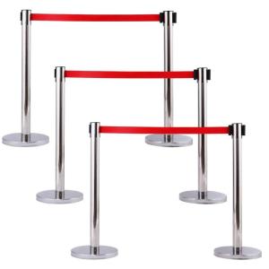 imageGoplus 6Pcs Stanchion Post Stainless Steel Stanchions with 65 Retractable Belt Posts Queue Pole 35quotHeight Crowd Control Barrier for Party Supplies RedRed