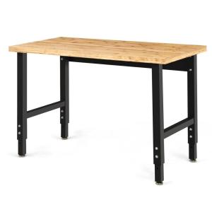 imageGoplus Adjustable Workbench 48quot 2000Lbs Bamboo Top Work Bench for Garage HeavyDuty Steel Work Table Hardwood Workstation Easy Assembly