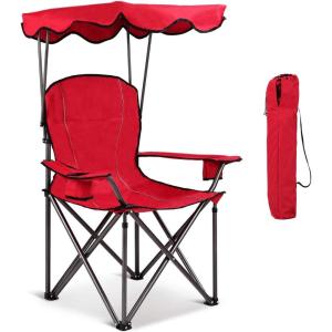 imageGoplus Camping Chair with Canopy Shade Folding Lawn Chair with Umbrella Cup Holder ampamp Carry Bag Portable Sunshade Chair for Adults for Beach Outdoor Travel Hiking Fishing BlueRed