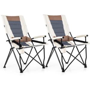 imageGoplus Camping Chairs Portable Lumbar Back Beach Chair Heightened Design for Adults wCup Holder ampamp Carrying Bag Folding Chair for Outside Fishing Hiking Picnic Lawn 330 LBS Weight Capacity2