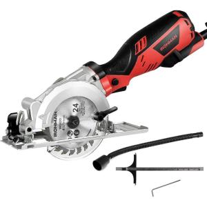 imageGoplus Circular Saw 58 Amp 3500RPM Mini Circular Saw Max Cutting Depth 11116 90 118 45 Compact Saw with 412 24T TCT Blade Miter Function Guide Rule and Dust Port