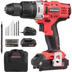 imageGoplus Cordless Drill 18V 12 Compact DrillDriver Kit 2Speed Electric Drill 1611 Clutch 390 Inlb Torque 22000mAh Lithium Ion Batteries Fast Charger Builtin LED