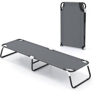 imageGoplus Folding Camping Cot Heavy Duty Collapsible Foldable Camping Bed for Adults Kids with NonSlip Foot Pad Indoor Outdoor Portable Sleeping Cot for Hiking Camping Fishing BlueGrey
