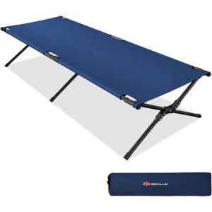 imageGoplus Folding Camping Cot with Carrying Bag Portable Lightweight Outdoor Sleeping Bed for Adults Kids 300LBS Weight Capacity HeavyDuty Camping Bed for TravelingNavy