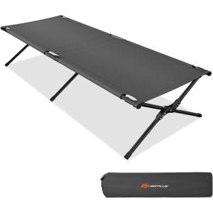 imageGoplus Folding Camping Cot with Carrying Bag Portable Lightweight Outdoor Sleeping Bed for Adults Kids 300LBS Weight Capacity HeavyDuty Camping Bed for TravelingGrey
