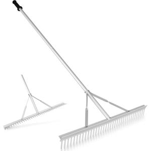 imageGoplus Landscape Rake 36 Inch Aluminum Rake Head w36 Tines and 68quot Long NonSlip Handle Yard Rake Tool for Loosening ampamp Leveling Soil Landscaping Rake Beach Garden Lawn Care Collecting Leaves