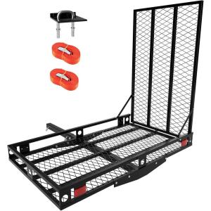 imageGoplus Mobility Scooter Carrier 50 x 295 Folding Wheelchair Carrier for Car with 42 Ramp Stabilizer ampamp 2 Tie Down Straps 500 LBS Fit 2quot Hitch Receiver Hitch Cargo Carrier for SUV CarFoldable