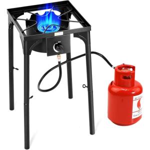 imageGoplus Outdoor Camping Stove 3 Burner Propane Gas Cooker wDetachable Legs ampamp CSA Regulator ampamp 020 PSI Regulator for Camp Patio RV Cast Iron 225000BTUSingle Burner  100 000 BTU