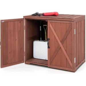 imageGoplus Outdoor Storage Cabinet Wood Garden Tool Shed with Doors for Patio Backyard 30quot x 22quot x 285quot