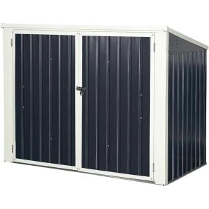 imageGoplus Outdoor Storage Shed 6 x 3 MultiPurpose Galvanized Steel Garbage Cans Box with Easy Lift Hinges Lockable Shed for Garden Patio Backyard Dark Gray