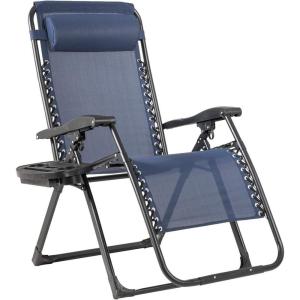 imageGoplus Oversized Zero Gravity Chair XLExtended Version Outdoor Recliner wCup Holder ampamp Detachable Headrest Foldable Mesh Lounge Chairs for Patio Pool Porch ampamp Deck 500LBS Set of 2 BeigeNavy