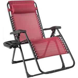 imageGoplus Oversized Zero Gravity Chair XLExtended Version Outdoor Recliner wCup Holder ampamp Detachable Headrest Foldable Mesh Lounge Chairs for Patio Pool Porch ampamp Deck 500LBS Set of 2 BeigeWine