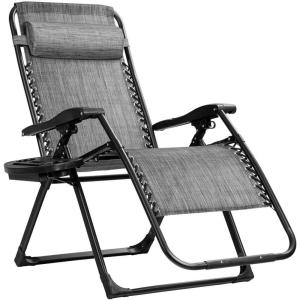 imageGoplus Oversized Zero Gravity Chair XLExtended Version Outdoor Recliner wCup Holder ampamp Detachable Headrest Foldable Mesh Lounge Chairs for Patio Pool Porch ampamp Deck 500LBS Set of 2 BeigeGrey