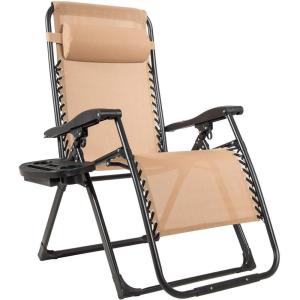 imageGoplus Oversized Zero Gravity Chair XLExtended Version Outdoor Recliner wCup Holder ampamp Detachable Headrest Foldable Mesh Lounge Chairs for Patio Pool Porch ampamp Deck 500LBS Set of 2 BeigeBeige