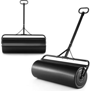 imageGoplus PushTowBehind Lawn Roller 17 Gallon63L WaterSandFilled Sod Drum With Detachable Gripping Handle 12 by 36Inch Green  for Garden Yard FarmBlack