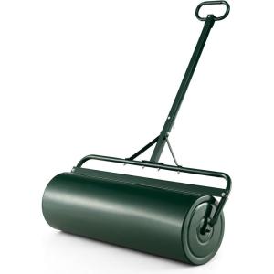 imageGoplus PushTowBehind Lawn Roller 17 Gallon63L WaterSandFilled Sod Drum With Detachable Gripping Handle 12 by 36Inch Green  for Garden Yard FarmGreen