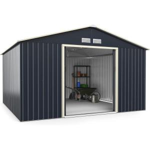 imageGoplus Storage Shed Metal 7 X 4 Outdoor Building Organizer with 4 Vents ampamp Double Sliding Door for Garden Backyard Farm 7X411X10
