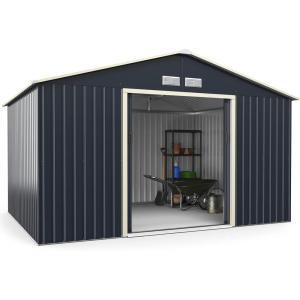 imageGoplus Storage Shed Metal 7 X 4 Outdoor Building Organizer with 4 Vents ampamp Double Sliding Door for Garden Backyard Farm 7X411X8