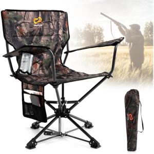 imageGoplus Swivel Camping Chair Potable Hunting Chair for Adults wCup Holder ampamp Carrying Bag Folding 360degree Free Rotation Lawn Chair for Fishing Picnic Hiking OutdoorDark Camo