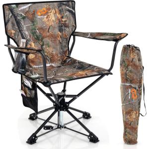 imageGoplus Swivel Camping Chair Potable Hunting Chair for Adults wCup Holder ampamp Carrying Bag Folding 360degree Free Rotation Lawn Chair for Fishing Picnic Hiking OutdoorCamo