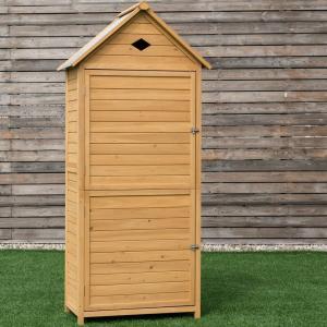 imageGoplus Wooden Storage Shed Fir Wood Cabinet for Outdoor Garden Patio Yard NaturalNatural
