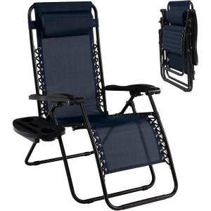 imageGoplus Zero Gravity Lounge Chairs 160Adjustable Folding Recliner wPillow and Cup Holder 350LBS Comfy Outdoor Lounge Chairs for Patio Lawn Yard ampamp CampSet of 2 NavyNavy