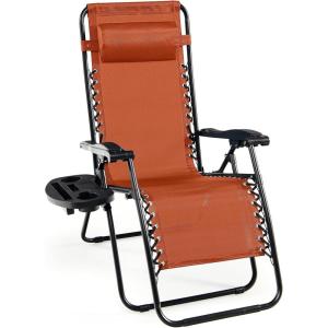 imageGoplus Zero Gravity Lounge Chairs 160Adjustable Folding Recliner wPillow and Cup Holder 350LBS Comfy Outdoor Lounge Chairs for Patio Lawn Yard ampamp CampSet of 2 NavyOrange