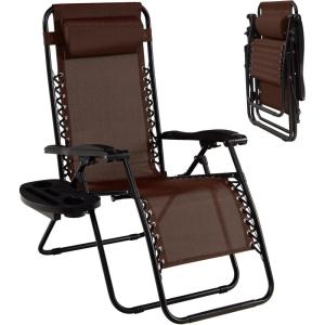 imageGoplus Zero Gravity Lounge Chairs 160Adjustable Folding Recliner wPillow and Cup Holder 350LBS Comfy Outdoor Lounge Chairs for Patio Lawn Yard ampamp CampSet of 2 NavyBrown