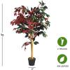 imageGoplus 4FT Tall Artificial Ficus Tree Greenery Fake Tree Faux Plant in Pot for Indoor Outdoor Home Dcor