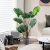 imageGoplus 4ft Artificial Fan Palm Tree Fake Tropical Palm Tree with 8 Large Leaves Realistic Moss Cement Pot Indoor ampamp Outdoor Green Potted Plant for Office Home Store Garden