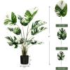 imageGoplus 4ft Artificial Monstera Deliciosa Plant 2 Pack Tall Fake Tropical Palm Tree in Pot with 10 Decorative Split Leaves Faux Swiss Cheese Plant for Floor Home Office Living Room Decor