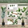 imageGoplus 4ft Artificial Monstera Deliciosa Plant 2 Pack Tall Fake Tropical Palm Tree in Pot with 10 Decorative Split Leaves Faux Swiss Cheese Plant for Floor Home Office Living Room Decor