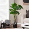imageGoplus 4ft Artificial Monstera Deliciosa Plant Fake Tropical Palm Tree with 20 Large Leaves Cement Pot Realistic Moss Faux Potted Swiss Cheese Plant for Floor Home Office Decor