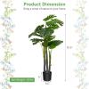 imageGoplus 4ft Artificial Monstera Deliciosa Plant Fake Tropical Palm Tree with 20 Large Leaves Cement Pot Realistic Moss Faux Potted Swiss Cheese Plant for Floor Home Office Decor