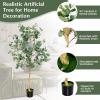 imageGoplus 55ft Artificial Eucalyptus Tree 2 Pack Tall Faux Eucalyptus Stems Fake Plants in Pot with 517 Silver Dollar Leaves Artificial Trees for Office House Living Room Home Decor Indoor2
