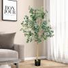 imageGoplus 55ft Artificial Eucalyptus Tree 2 Pack Tall Faux Eucalyptus Stems Fake Plants in Pot with 517 Silver Dollar Leaves Artificial Trees for Office House Living Room Home Decor Indoor2