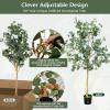imageGoplus 55ft Artificial Eucalyptus Tree 2 Pack Tall Faux Eucalyptus Stems Fake Plants in Pot with 517 Silver Dollar Leaves Artificial Trees for Office House Living Room Home Decor Indoor2
